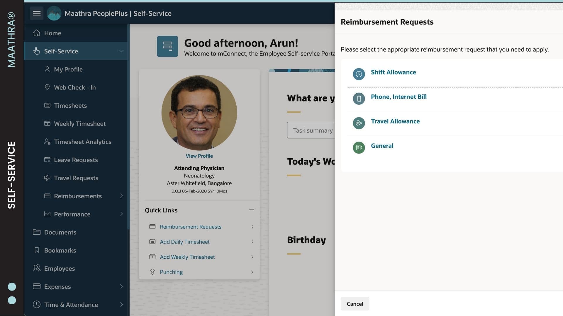 Self-Service Portal Interface